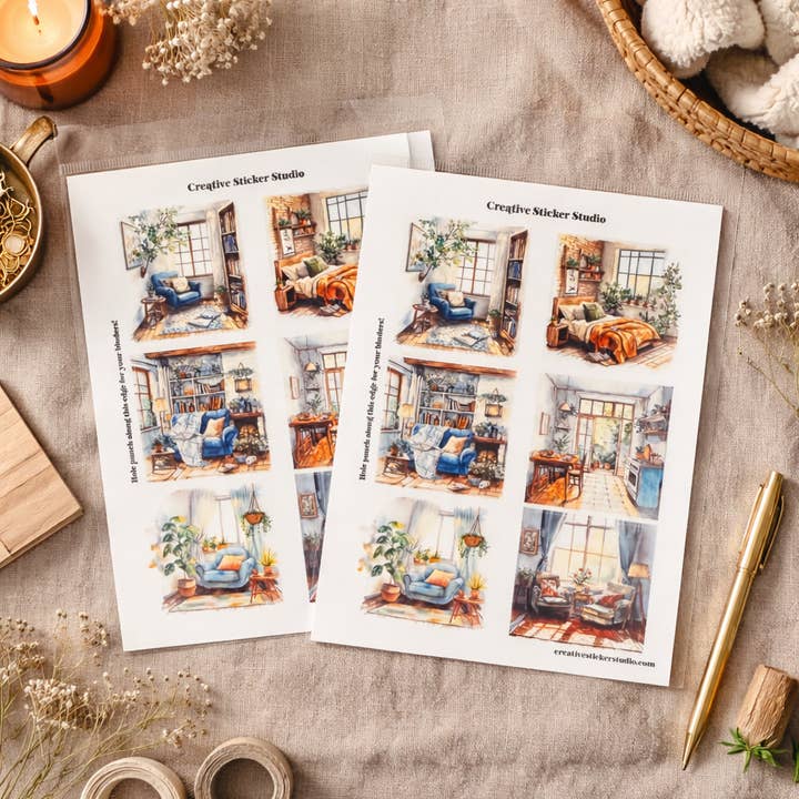 Sticker Sheet Set of 2 -Bookish Rooms for wholesale by Creative Sticker Studio