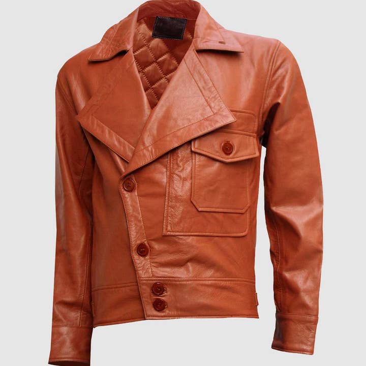 Chaqueta clásica de cuero marrón claro para venta al por mayor de The Royale Leather