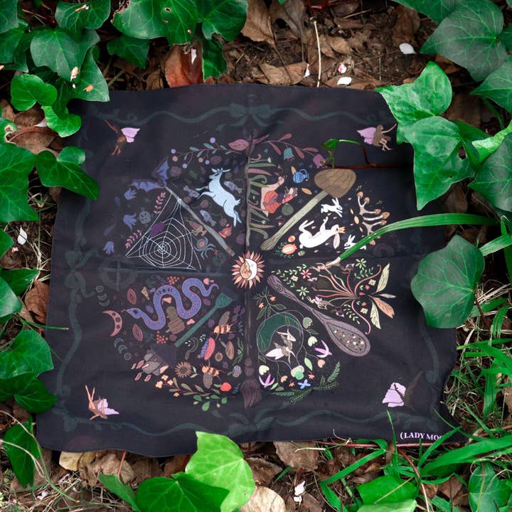 Lady Moon Co.® - Wholesale Bandana - Women's - Altar Cloth Bandana: Wheel of The Fae3
