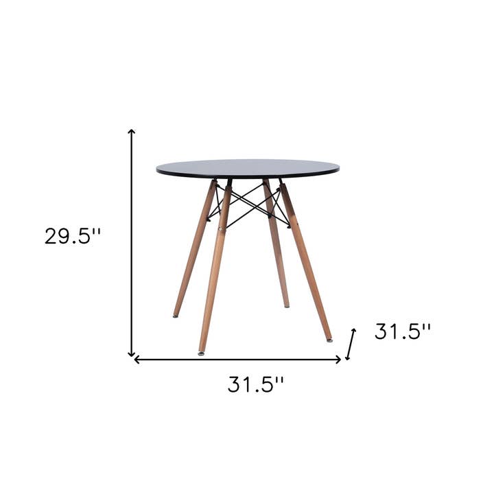HomeRoots - Venta al por mayor Mesa consola - Mesa de comedor redonda de 32" con tablero de madera negra y natural2