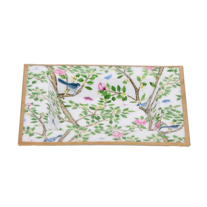Elsie's Garden Enameled Tori Trinket Tray - Blue & Pink for wholesale by Jaye's Studio