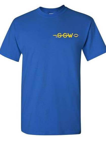 Spear Football Pocket Logo (Outline) - Blu&Ylw On Blu for wholesale by Gods of Gridiron War
