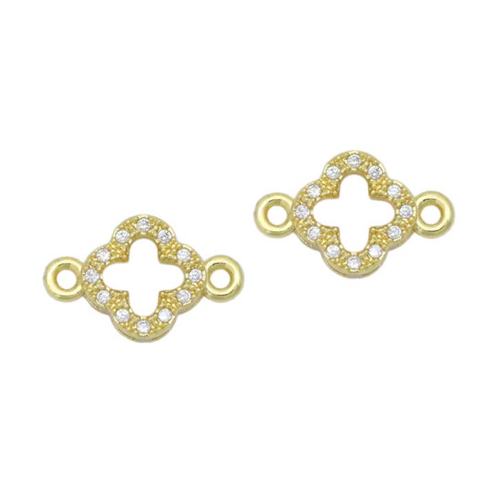 Clear CZ Gold Flower Connecter Charm Pendant,Sku#LD738 for wholesale by BestBeads&Beyond