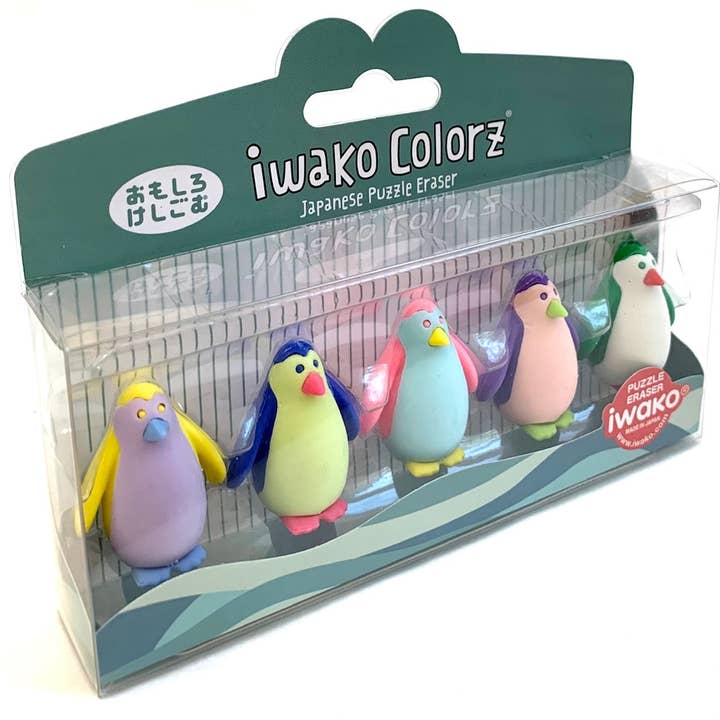 38459 Iwako Penguin 5 Colorz Erasers for wholesale by BCmini