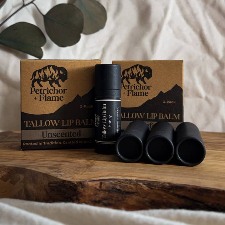 Tallow Lip Balm for wholesale by Petrichor+Flame