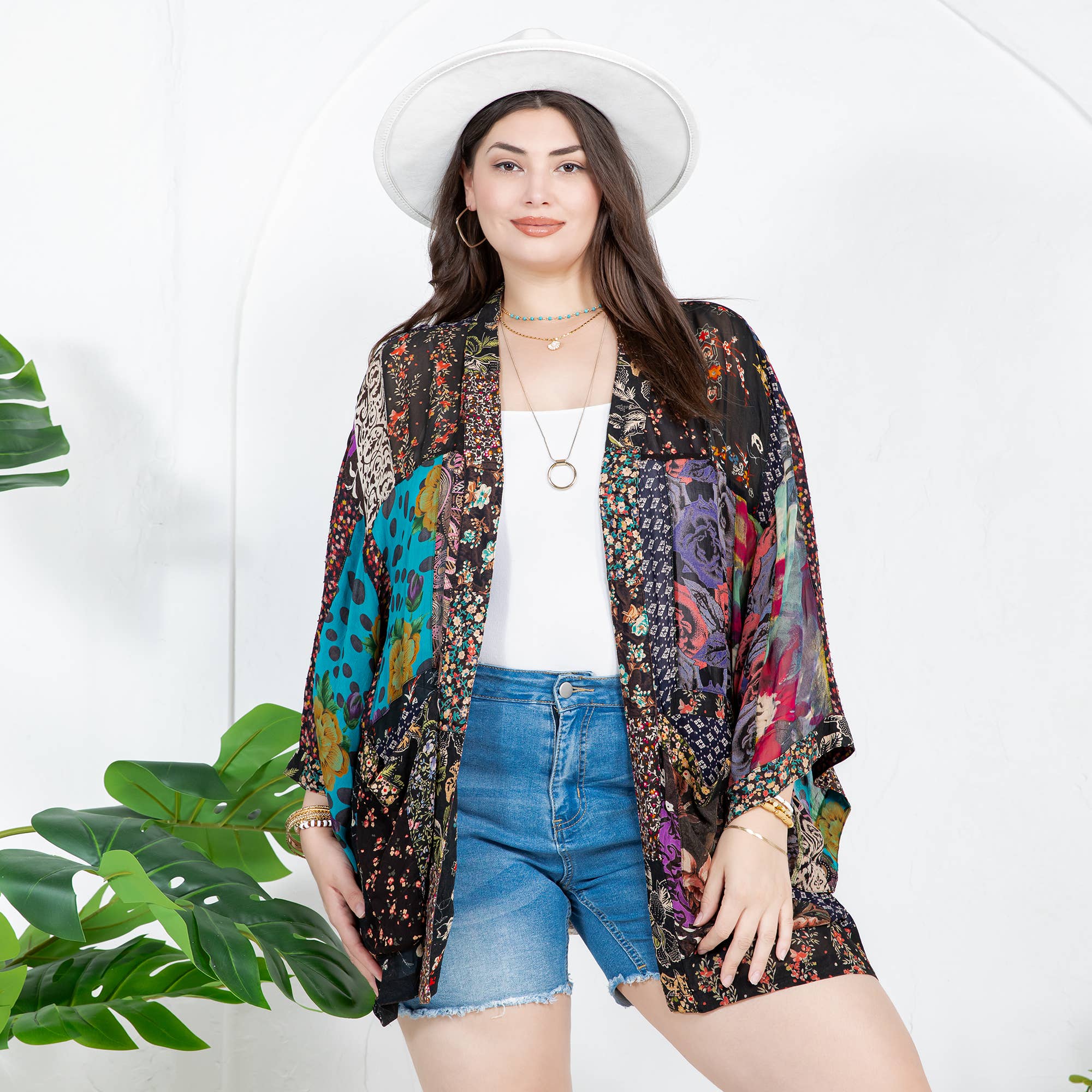 Young Threads - Wholesale Kimono - Women's - Kimono Top In Overdyed Mix N Match Patches - in 7 Color ways38