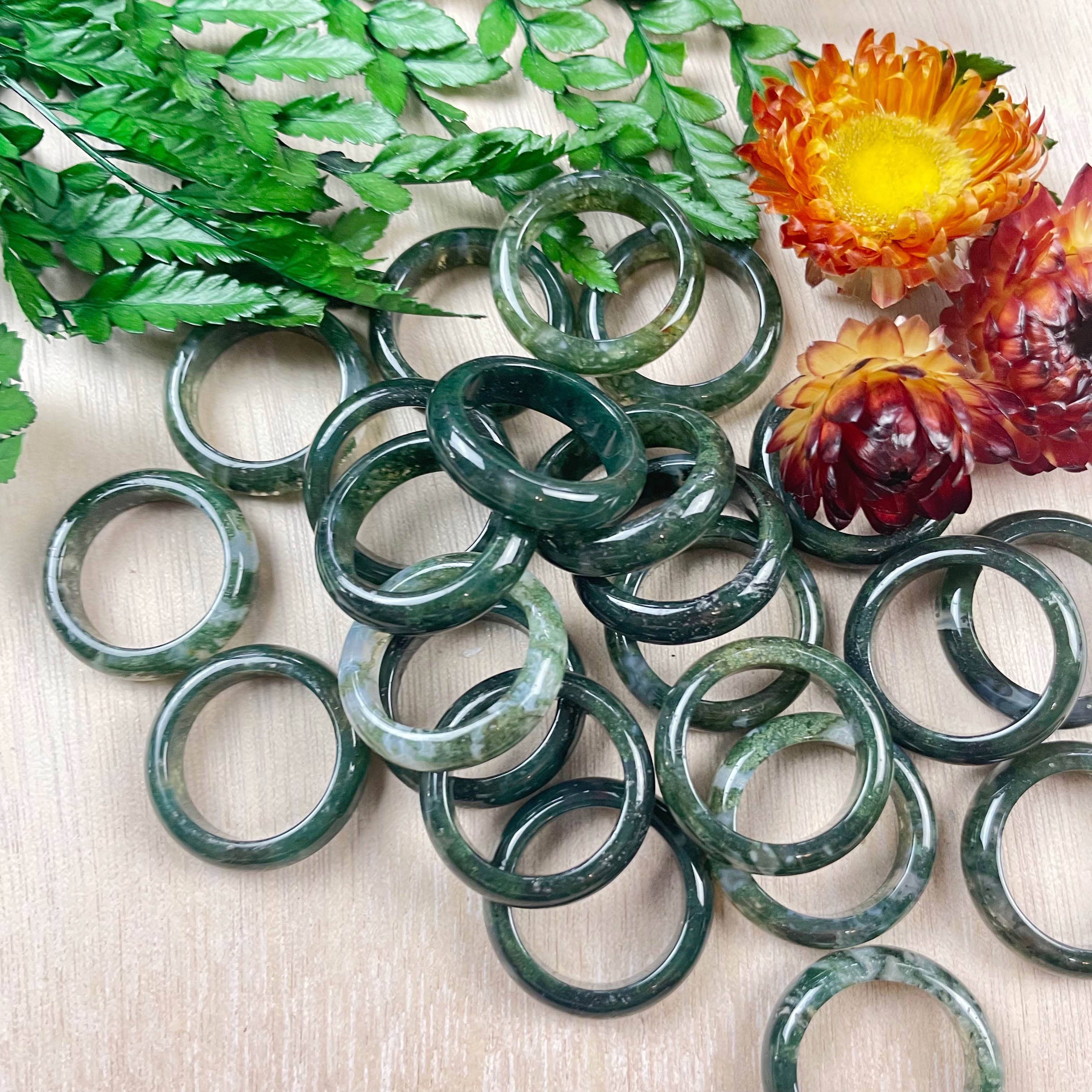 Ewelina Pas Jewelry – wholesale Band/Stackad Ring – Moss agat 6mm bandet Ring0