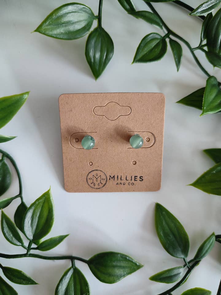 Green aventurine stud earrings for wholesale by Millies and co.