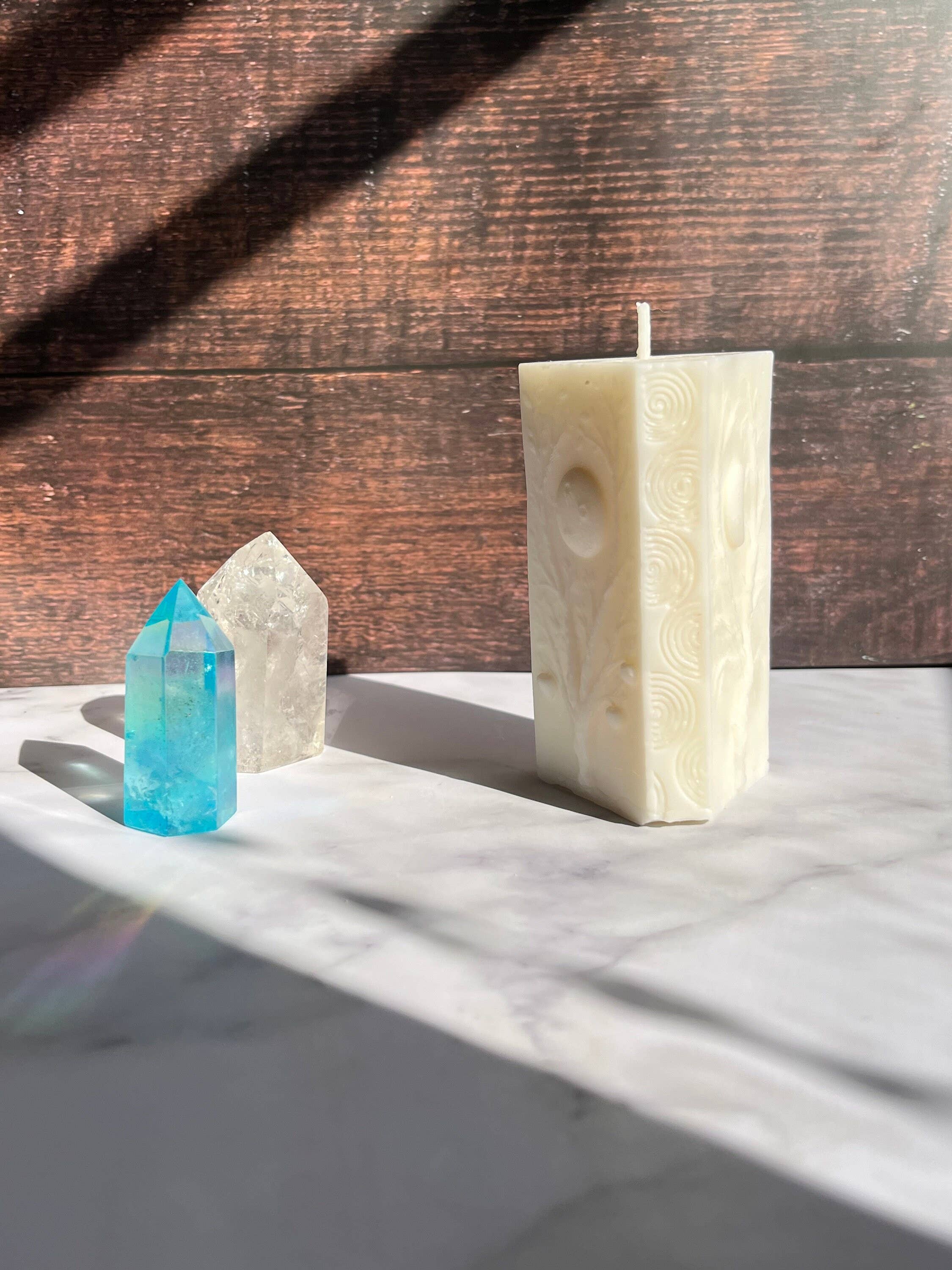 Beauty and the Moon - Wholesale Pillar Candle - White Moon Witchy Spiritual Goddess Beeswax Candle 2