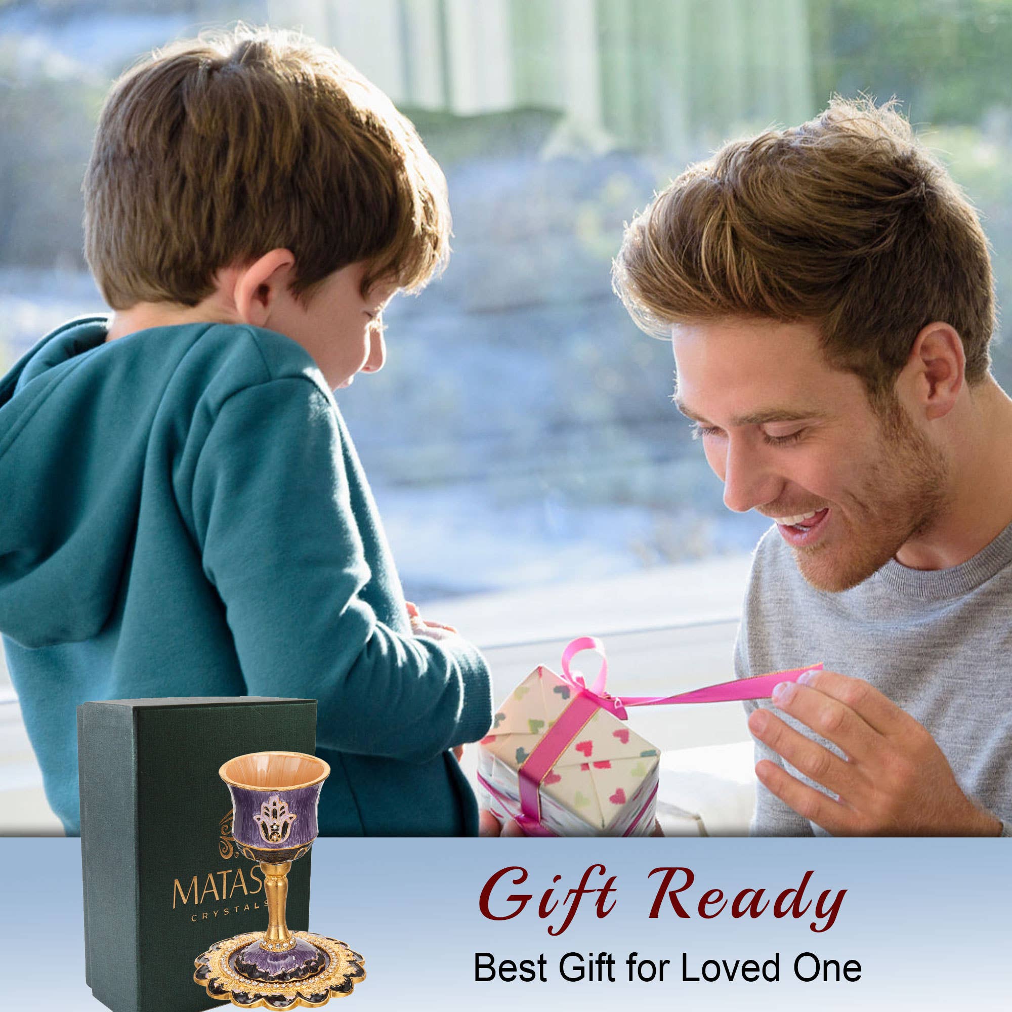 Matashi – Großhandel Weingläser – Matashi Kiddush Tassen-Set, handbemalt, Emaille, 12,7 cm,3