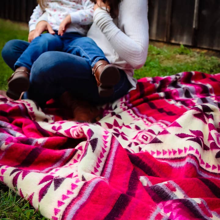 Ecuadane - Wholesale Throw Blanket - Pink Horse Riding Blanket, Southwestern Boho Equestrian Gift