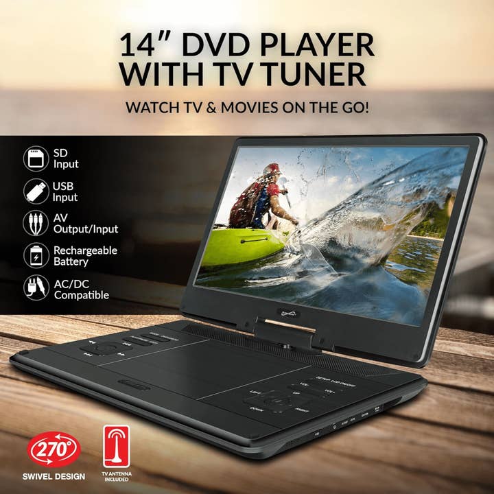 JupiterGear Home - Wholesale Decorative tabletop object - Supersonic 14-Inch Portable LED DVD Player with TV Tuners2