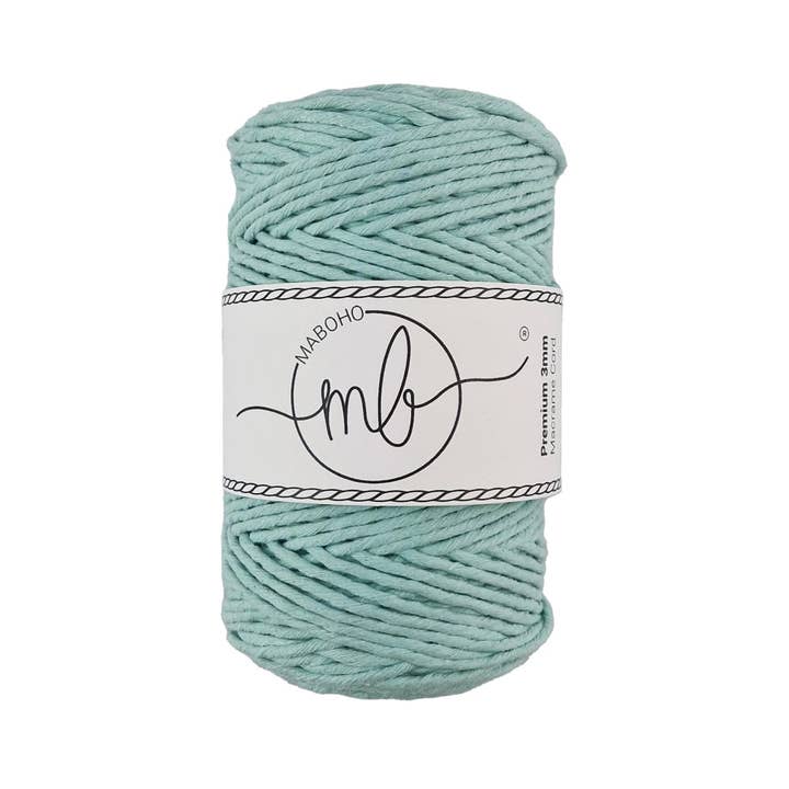 Maboho - 3 mm AQUA Premium recycled macrame yarn, 150 m for wholesale by Makramee Manufaktur
