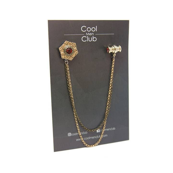 COOLMENCLUB - Vendita all'ingrosso Spille - 6 MODELLI DIVERSI/Spilla a catena per giacca fatta a mano/