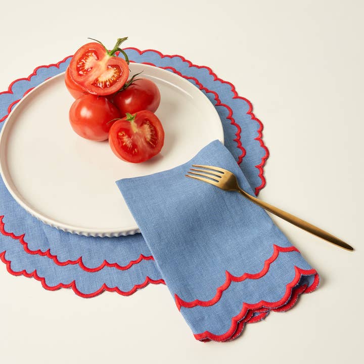 Ocean Scarlet Red OLIVIA PLACEMAT SET for wholesale on Faire1