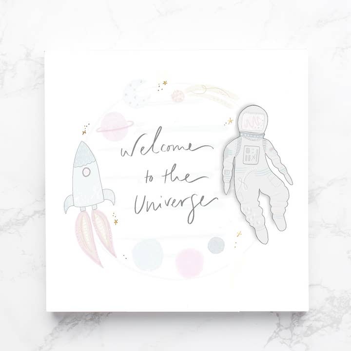 Biglietto per neonato nello spazio celeste - lamina d'oro per la vendita all'ingrosso da parte di Nora Wright