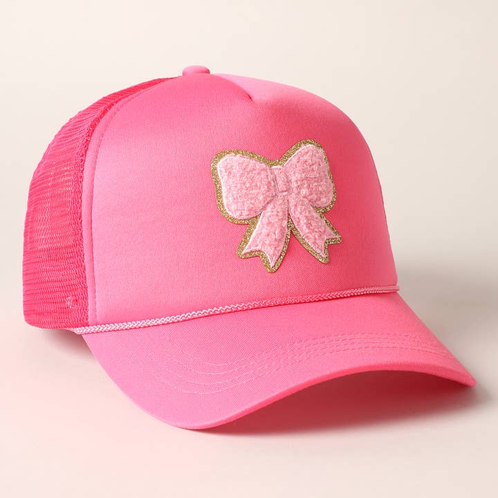 Fashion City - Wholesale Trucker Hat - Women's - Pink Bow Patch Foam Mesh Back Trucker Hat6