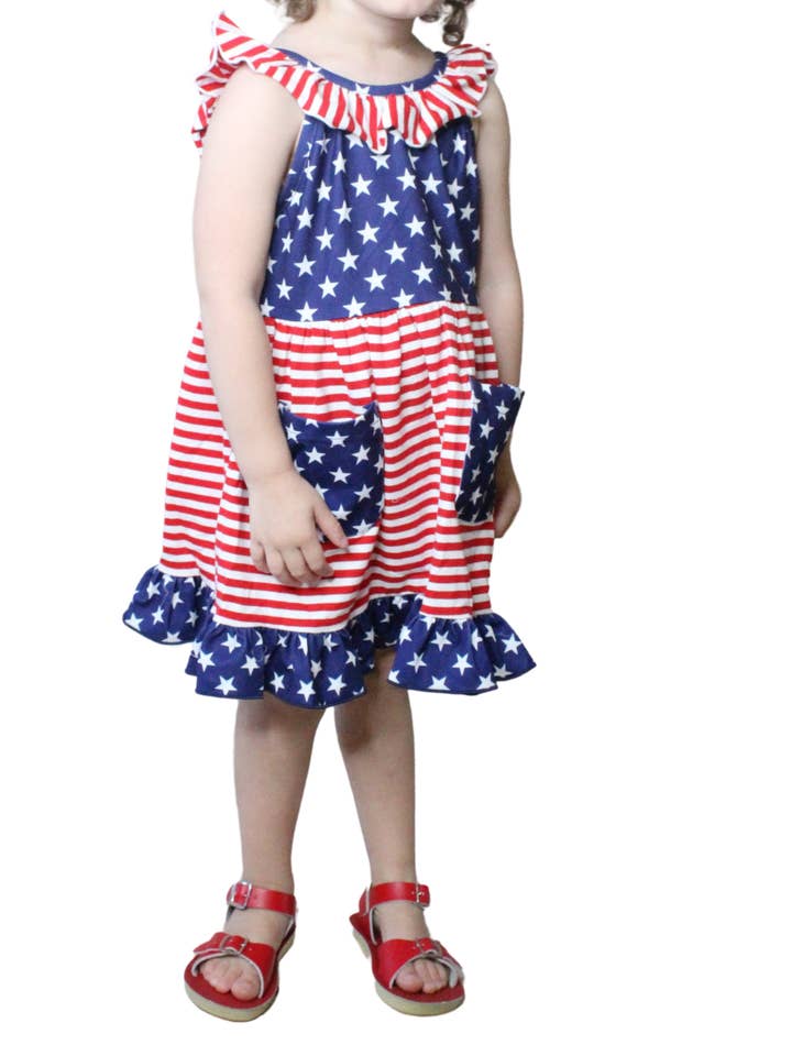 Stars & Stripes Dress for wholesale by Main Street Smocking Company