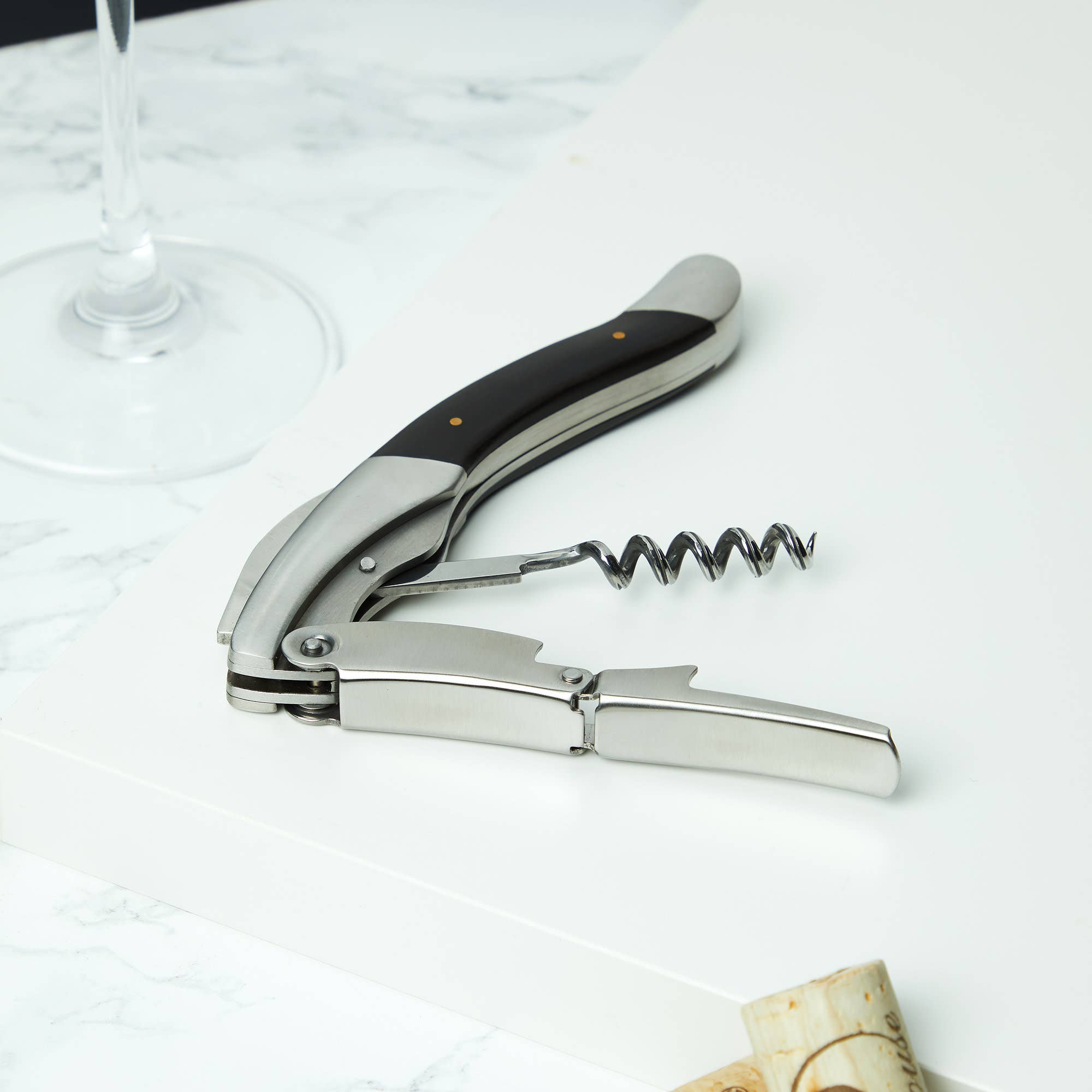 Viski - Wholesale Bottle/Wine Opener - Admiral™ Ebony Wood Heavyweight Corkscrew4