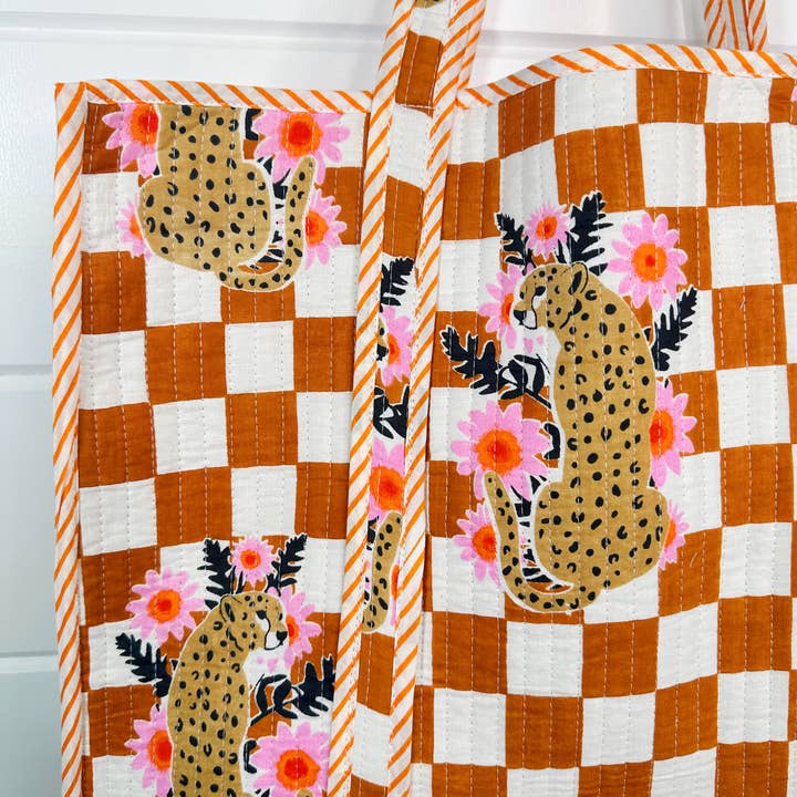Folklore Couture - Wholesale Tote Bag - Women's - Quilted Tote Bag | Jaguar Print Tote | Large Shopping Tote