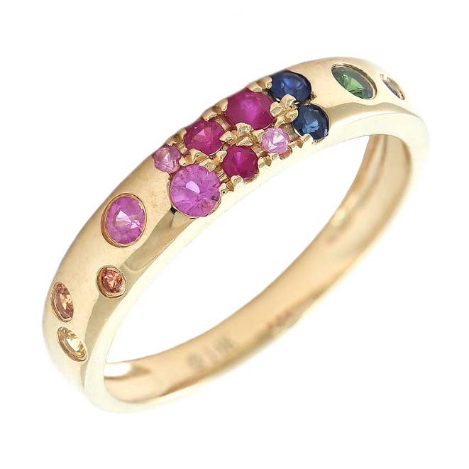 14k guld safir regnbågsring för wholesale av LE Fine Jewelry