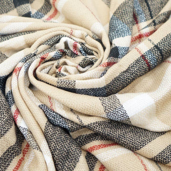 Olive & Pique - Wholesale Scarf - Unisex - Plaid Blanket Scarf, 52" x 52", Camel1