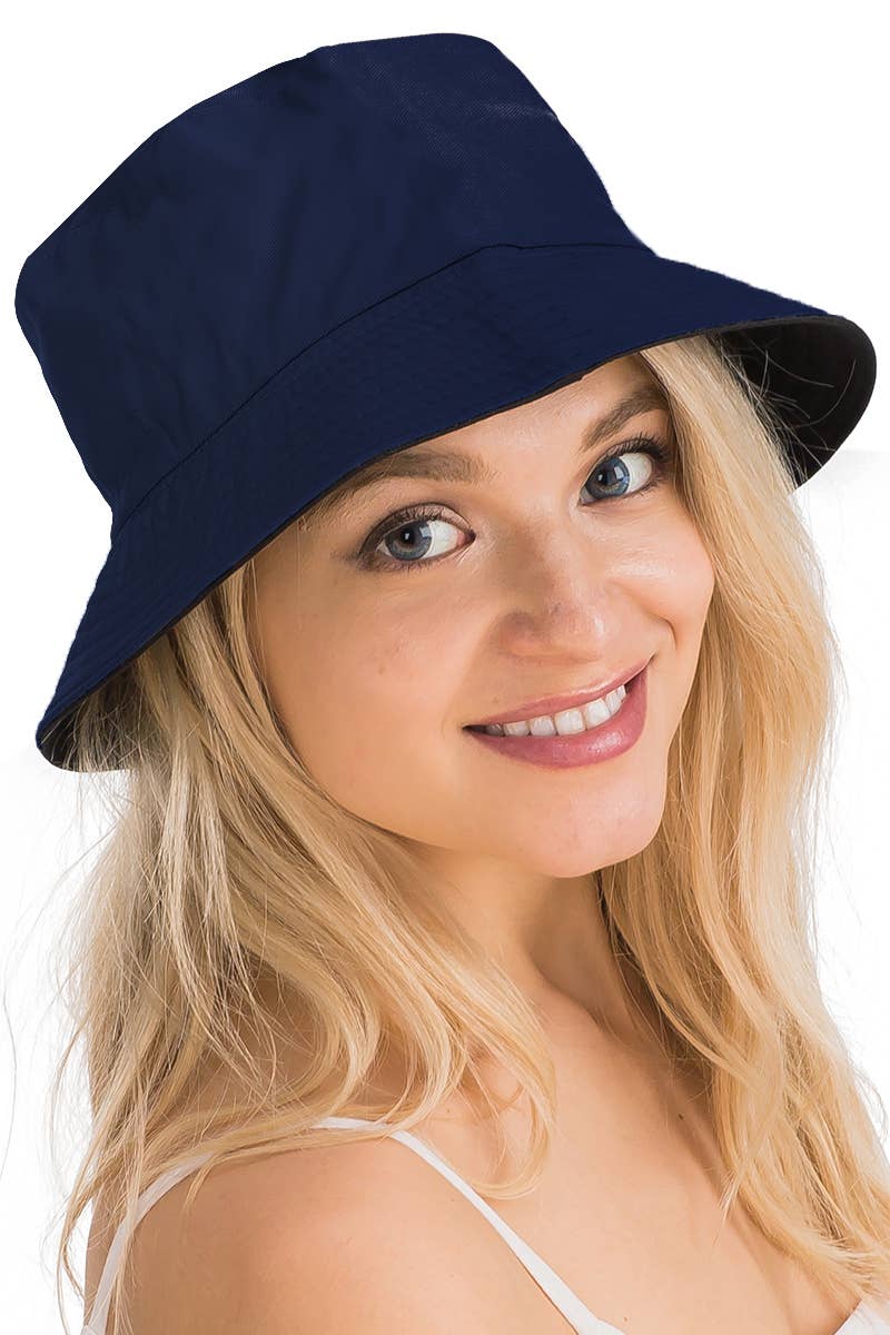 Cap Zone - Vente Bob – unisexe - Chapeau seau en coton uni réversible à fond noir14