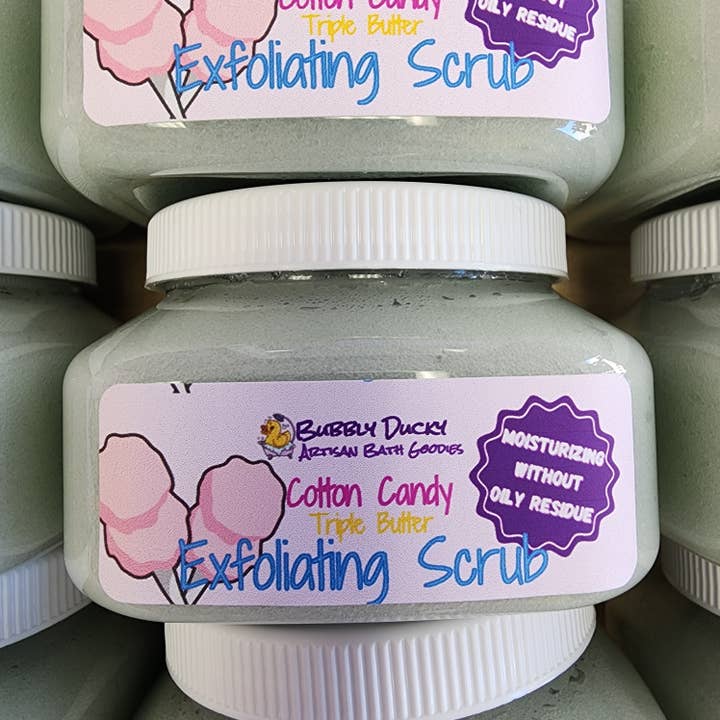 "Cotton Candy" Exfoliating Hand & Body Scrub for wholesale by Bubbly Ducky