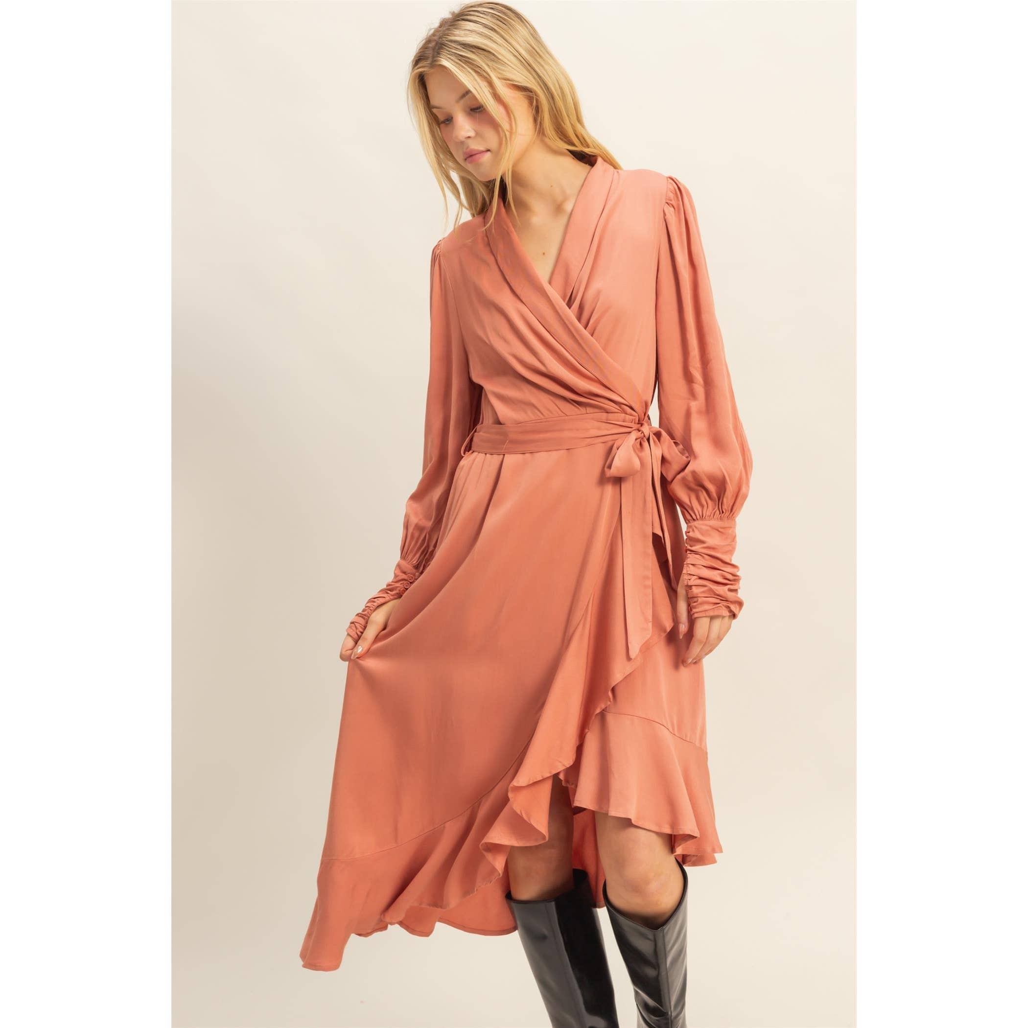 HYFVE - Venta al por mayor Vestido - Mujer - Vestido midi cruzado asimétrico3