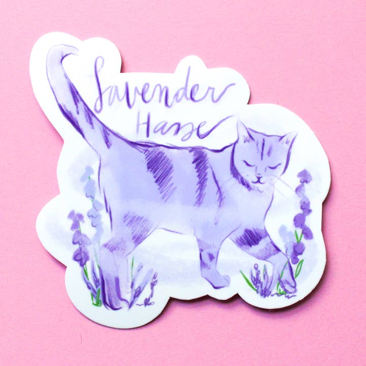 Amy Hartelust Art and Illustration - Wholesale Sticker - Lavender Haze Cat Vinyl Sticker