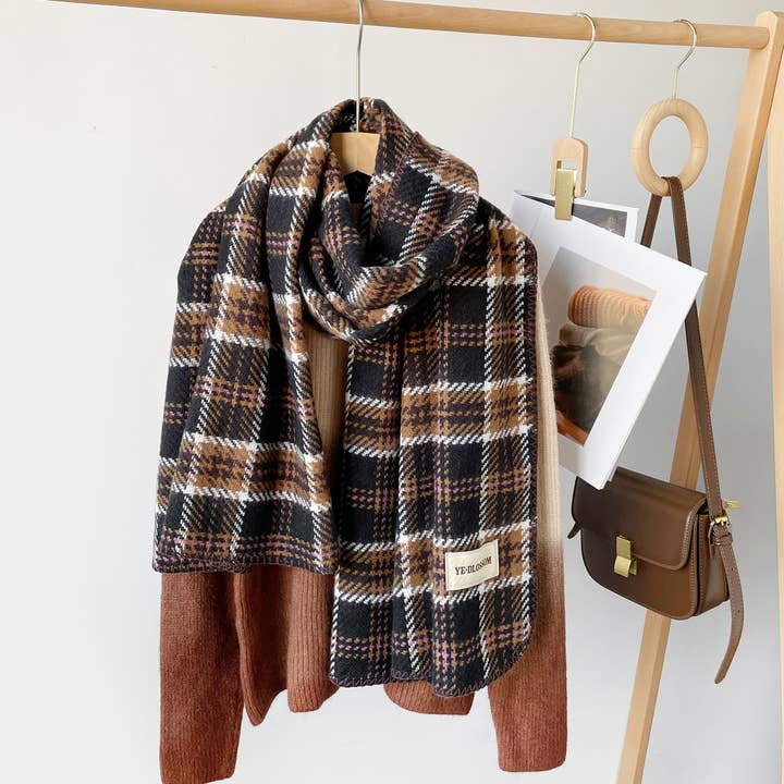 MKS America - Wholesale Scarf - Women's - Retro Winter Plaid Shawl Scarf