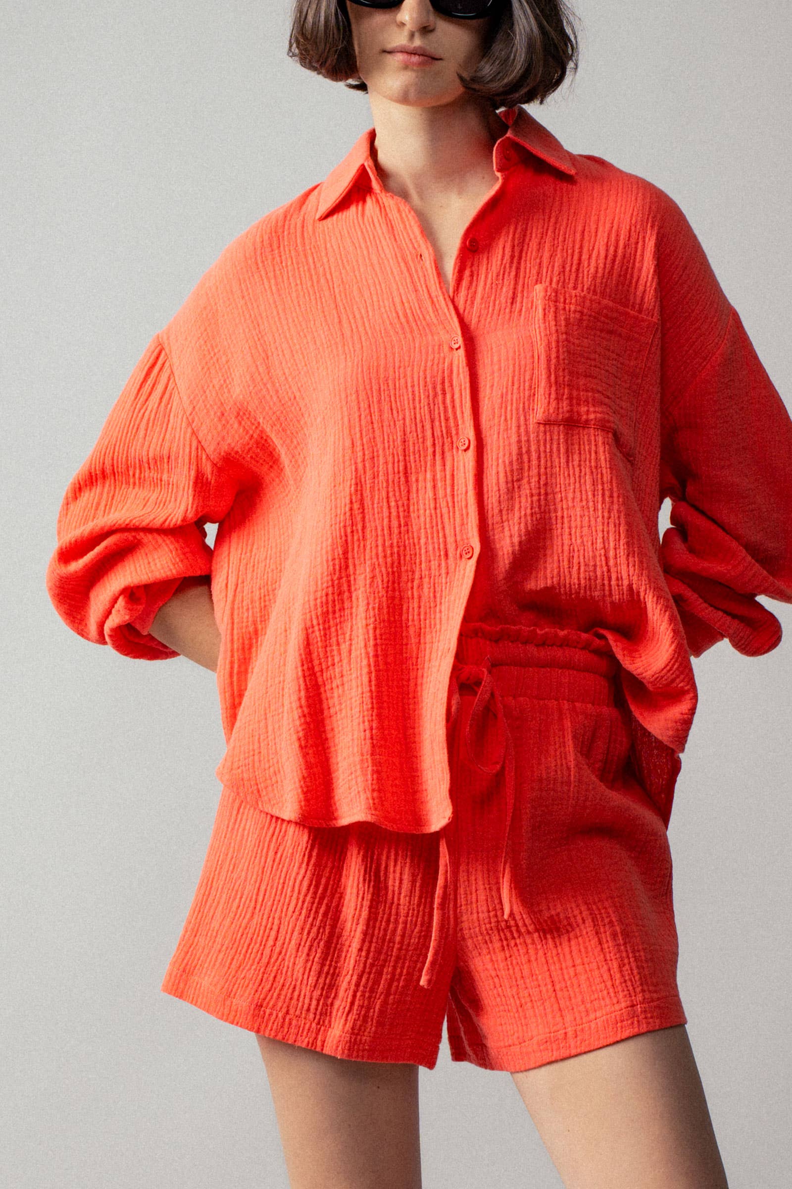 Urban Daizy - Wholesale Lounge Set - Women's - Crinkle Cotton Gauze Resort Button-Up Set7