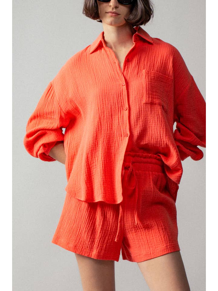 Urban Daizy - Wholesale Lounge Set - Women's - Crinkle Cotton Gauze Resort Button-Up Set7