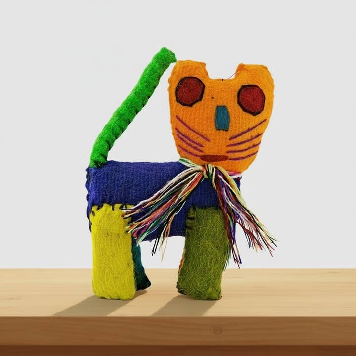 Felix the Cat: Repurposed Wool Boho Decor - Mexico for wholesale by Lumily