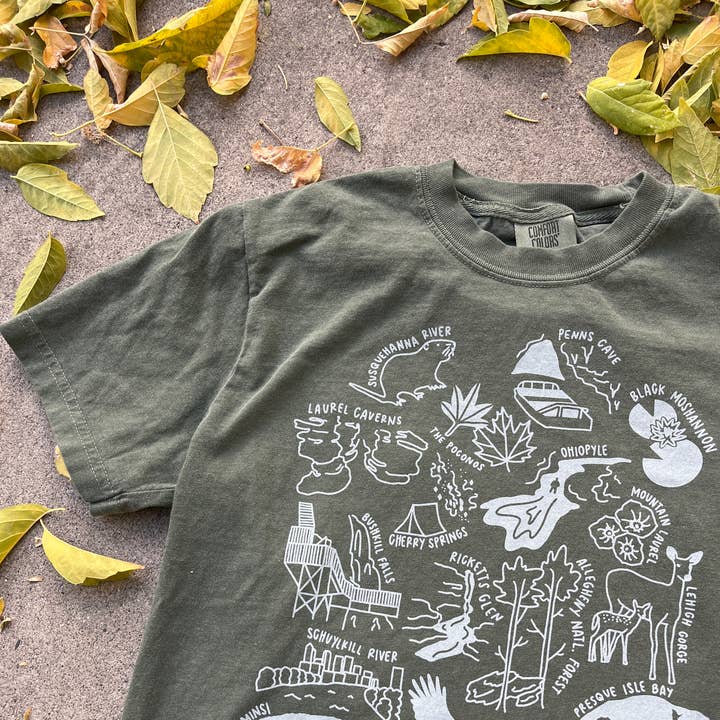 Traildust Goods - Wholesale Screen Printed T-Shirt - Unisex - Pennsylvania Nature Souvenir T-Shirt Comfort Colors 1