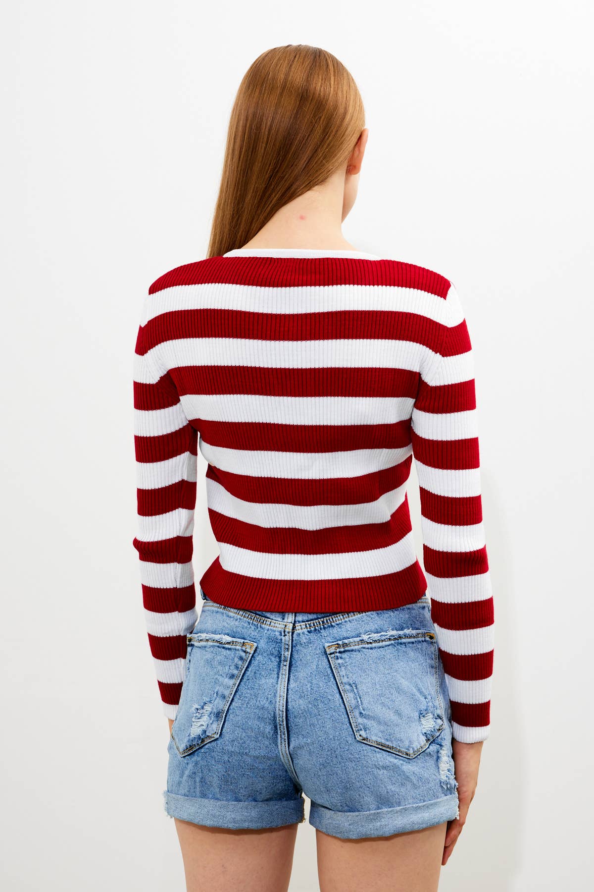 VAV NEW YORK - Wholesale Knit Top - Women's - Women's Striped Knit Top Button Down Knit Blouse Slim Fit15