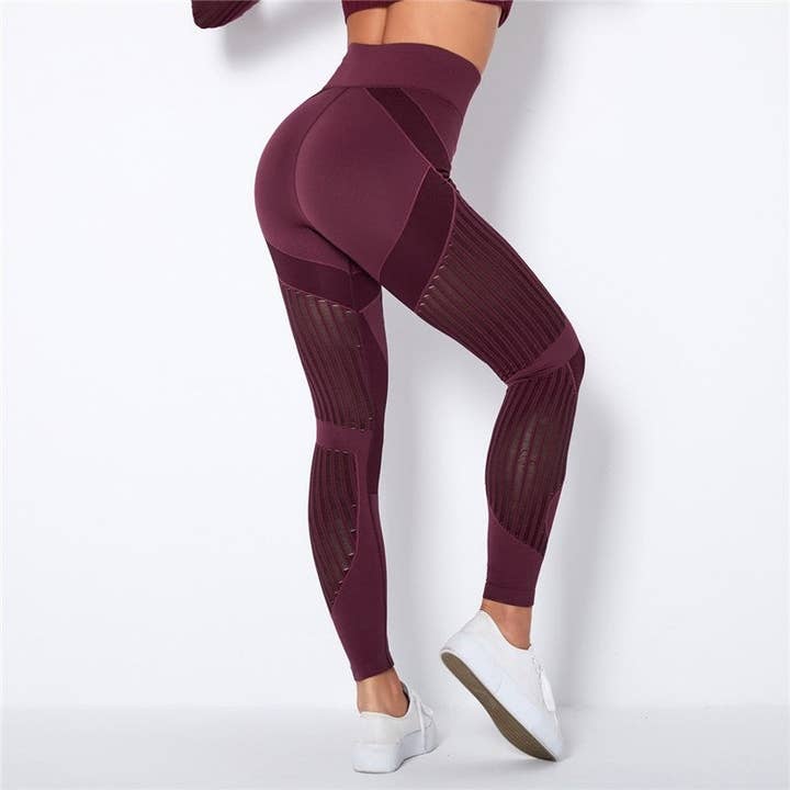 Sheer Trend - Wholesale Athletic/Lounge Leggings - Women's - High Waisted Hollow Out Push Up Leggings4
