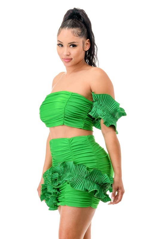 Namatt Design - Vente Ensemble haut et jupe - Femme - Haut court froncé avec manches détachées et jupe8