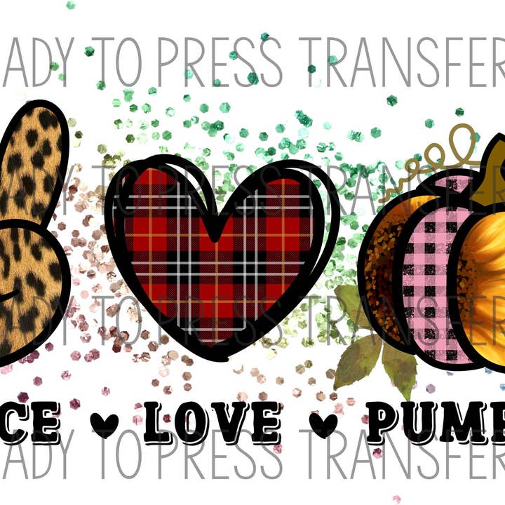Peace Love Pumpkin Sublimation Transfer - T213 for wholesale by BreezePrintCo