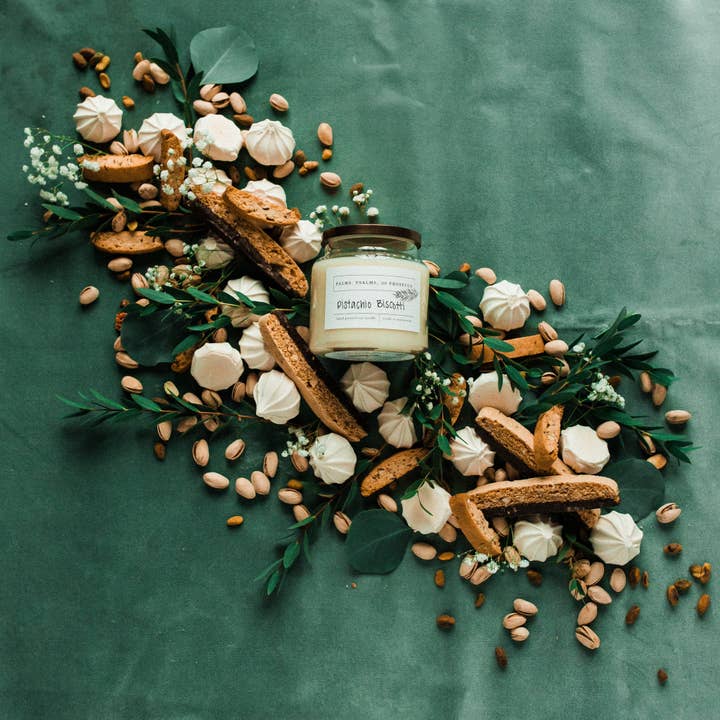 Vela de soja Pistachio Biscotti para venta al por mayor de Palms, Psalms, & Prosecco