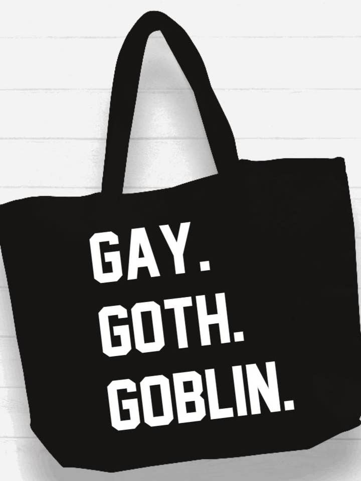 Saco de praia/saco XL Tote - “gay. goth. goblin” por atacado de Witchwood Bags