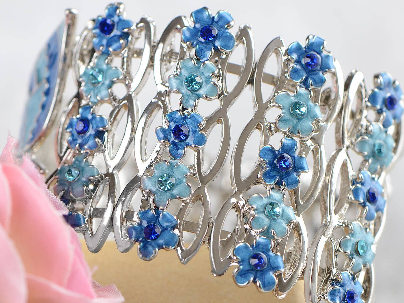 AK Brand - Wholesale Cuff Bracelet - Gold Floral Topaz Butterfly Dragonfly Cuff Bangle Bracelet8