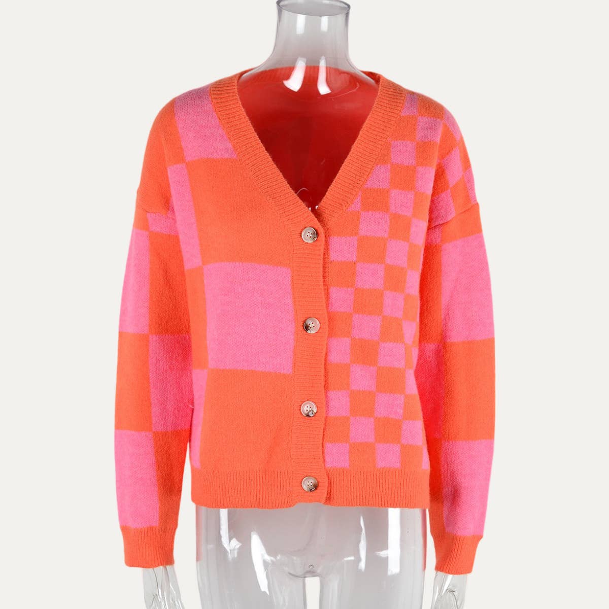 The Moment Collection – Engroshandel Cardigan - Dame – Trendy Geometrisk Mønster Button-Up Cardigan Sweater5