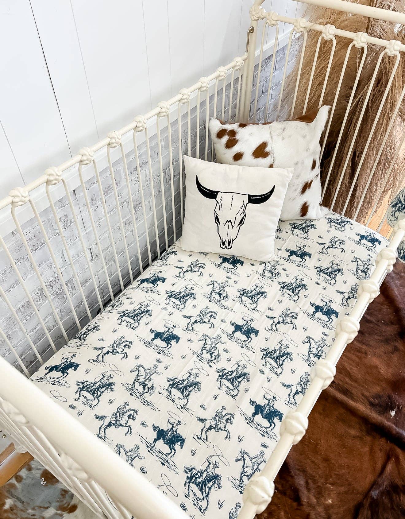 Arrow F Apparel – wholesale Cot/crib sheets – Blue Jean Rodeo Fitted Crib Sheet1