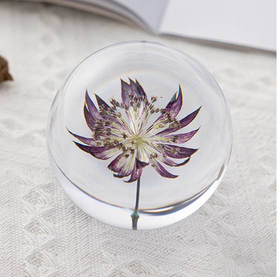 Crystolver (We Cover All Import Fees) - Wholesale Decorative tabletop object - Natural Flowers Crystal Glass Resin Lens Ball 80mm4