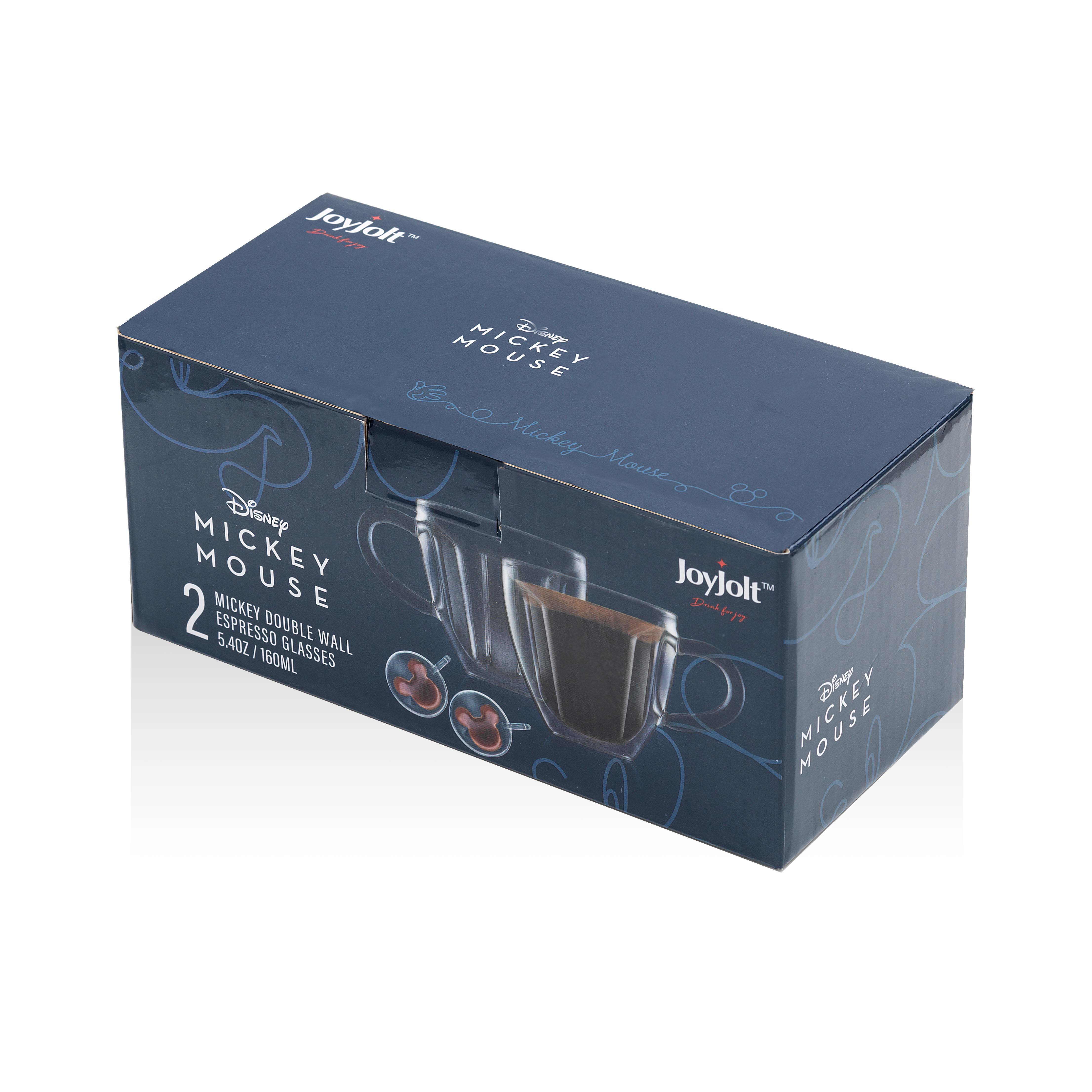 JoyJolt - Wholesale Coffee Mug - Disney Mickey Mouse 3D Espresso Glasses, 5.4 Oz - Set of 26