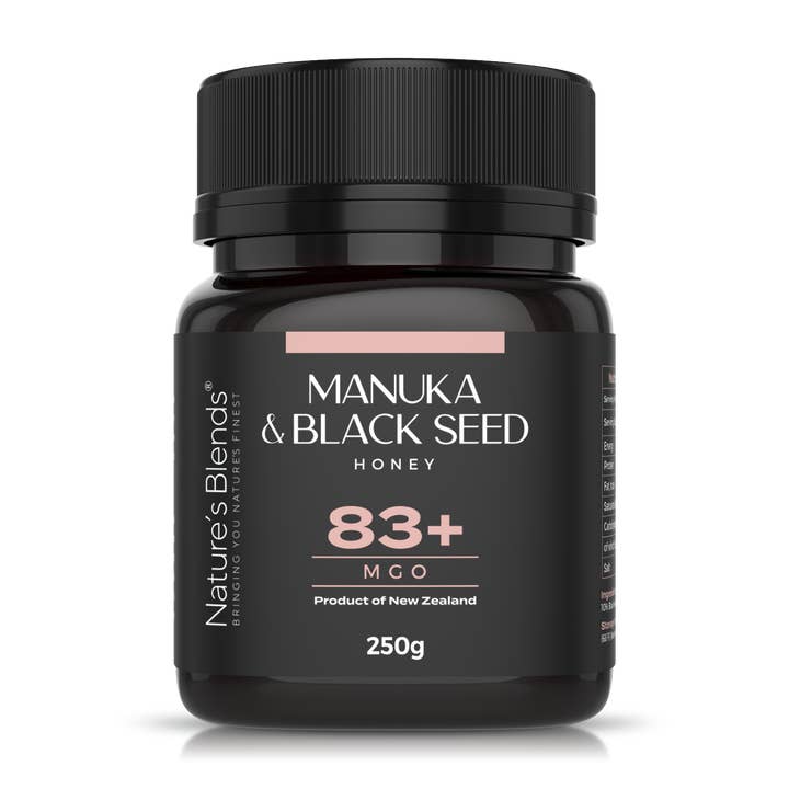 MANUKA 83+ MGO ET GRAINES NOIRES pour la vente par Nature’s Blends