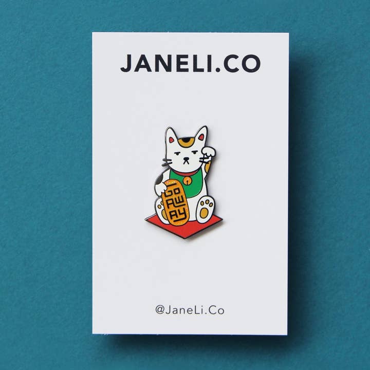 JaneLi.Co - Wholesale Lapel Pin/Button - Go Away Maneki Neko Cat Enamel Pin