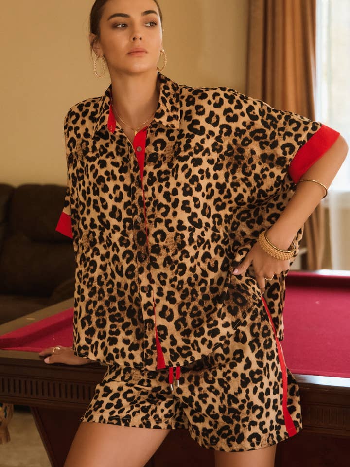 Set aus Hemd und Shorts mit Leopardenmuster für den Großhandel von Oddi
