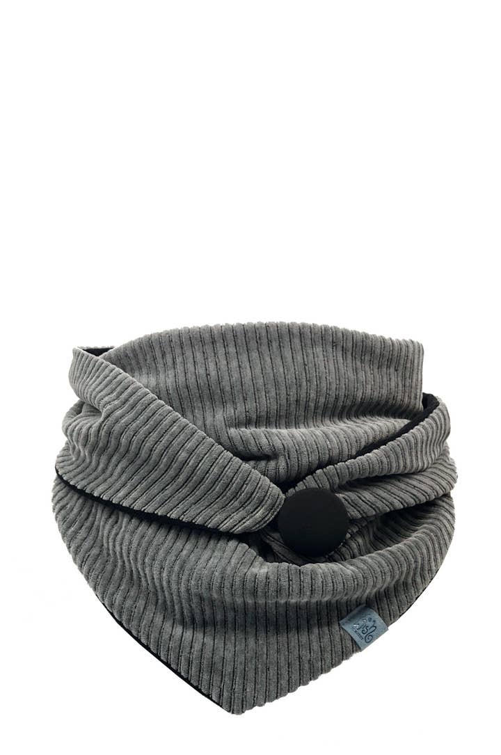 Wishproject - Wholesale Scarf - Women's - Triangle scarf | corduroy | grey & black0